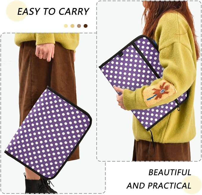 ALAZA Polka Dot Hipster Funny 13 Pocket Expanding File Folder with Labels, Accordion File Folder File Organizer Letter A4 Paper for Office School Student