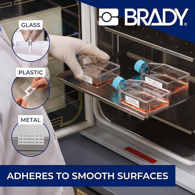 Brady Authentic (M5-118-492) FreezerBondz™ Ultra-Thin Cryogenic Polyester LBL .375 x 1 x .375Dia Black on White, 240 Labels. for use with The BMP51 and M511 Label Printers
