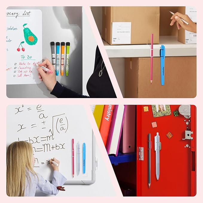 24 Pack Magnetic Pen Holder for Refrigerator- Silicone Magnetic Pencil magnetic pen holder -Suitable for Refrigerator,Whiteboard, Metal Shelf,Music StandDesk Accessories & Teacher Supplies（black)