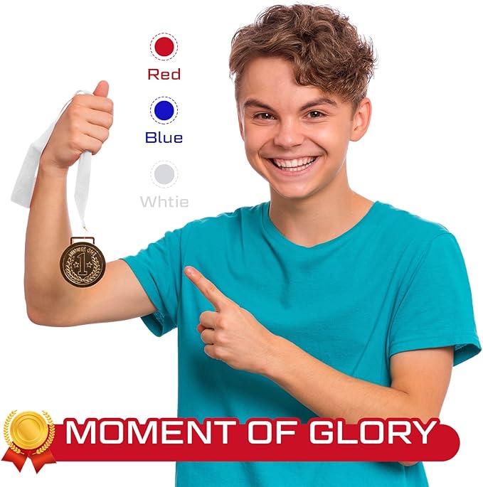30 Pieces Award Ribbon Medal Ribbons Neck Ribbons for Medals Flat Medal Lanyards Ribbon Lanyard with Snap Clips for Competitions Sports Meeting Party Student Awards