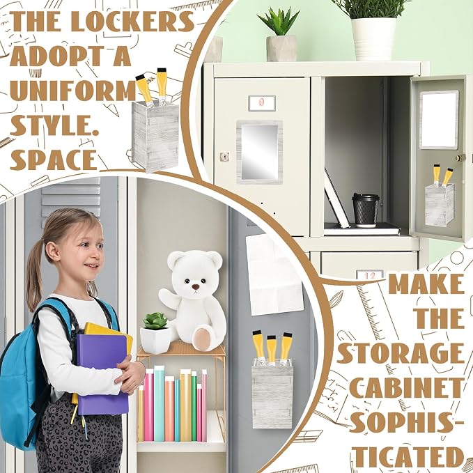 Denylo pro Magnetic Locker Accessories Kit Wood Color Back To School Essentials Locker Organizer Supplies Include Mirror Whiteboard Pen Shelf Pencil Case Magnet back To School Essentials