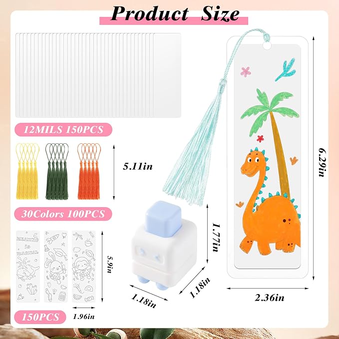 451Pcs DIY Bookmark Making Kit, 12 Mil Bookmark Laminating Pouches with Watercolor Bookmarks to Paint, DIY Projects Party Favor Gift for Women Book Lovers(Without Laminating Machines)