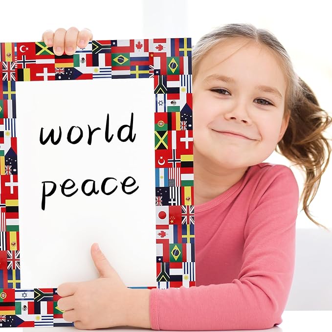 65 Ft International Flags Bulletin Board Borders, Diversity Country Flag Around The World Bulletin Board, Multicultural Decorations for Bulletin Board, Cork Board, Party, Classroom Decor