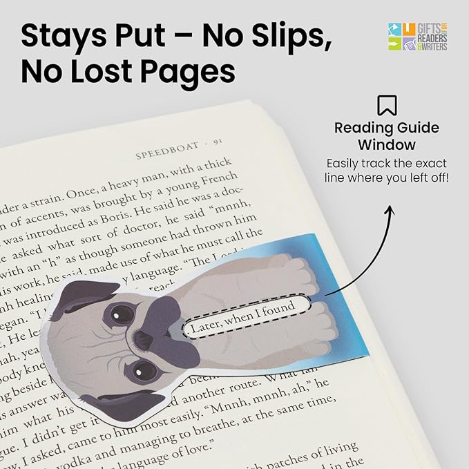 Gifts for Readers & Writers Linemarker Magnetic Bookmarks for Women & Men Dogs, Set of 2 Magnet Bookmark Clips, Magnetic Page Holder & Book Marker for Reading with Cute Bookmarks Design for Kids