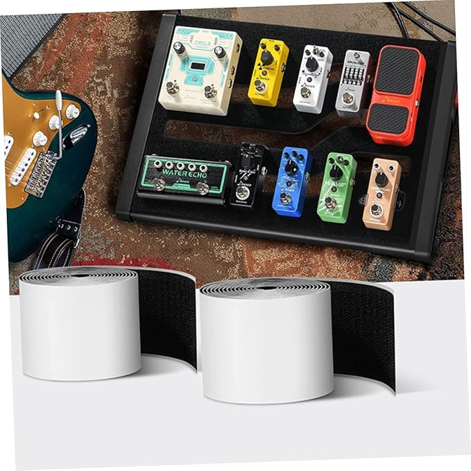 2rolls Hook and Pedal Mounting Tape for Electric Guitar Pedalboard Strips for Easy Attachment and Organization of Effects Pedals