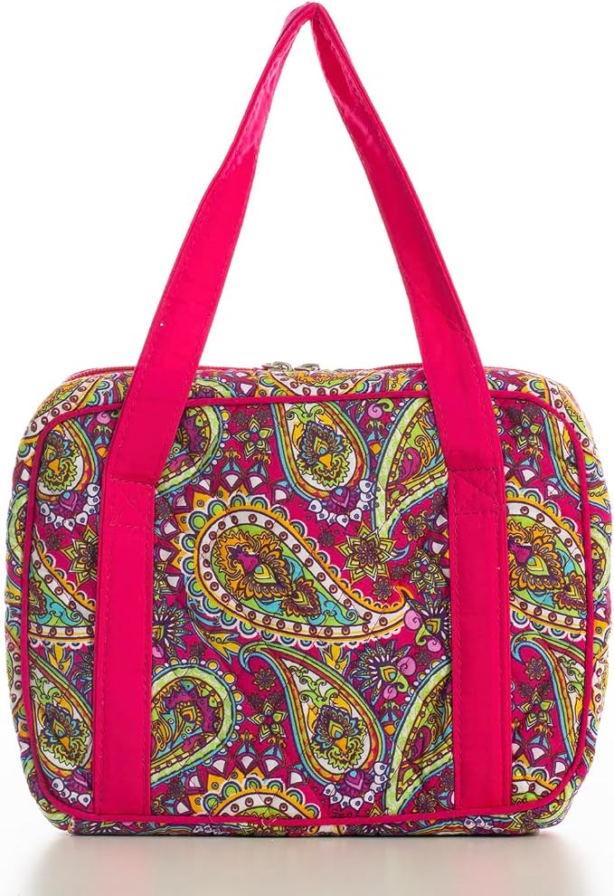 DIWI Quilted Bible Cover Extra Large Sizes 11.25 X 8.25 X 2.75 Inches Bible Tote Good Book Case (XL, C2 Magenta Paisley)