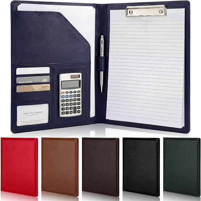 Fuyoooo 6 Pcs Business Portfolio Organizer Professional Leather Portfolio Binder Folder with Clipboard A4 Letter Size Padfolio Legal Notepad Holder for Business School Office Conference (Multi Color)