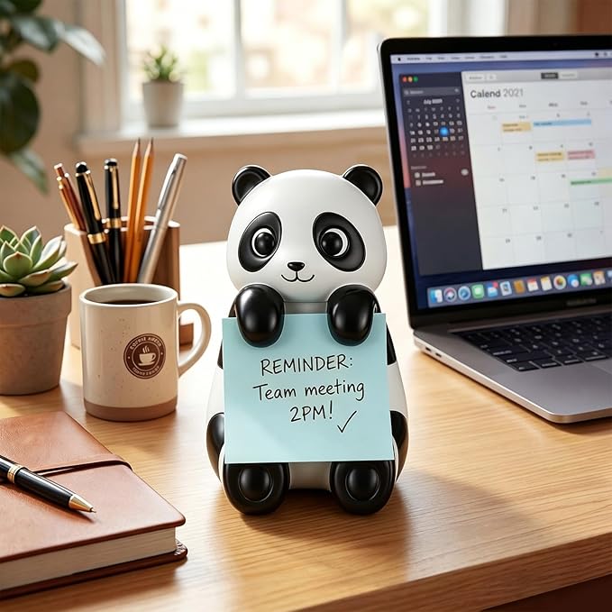 Chunful 3pcs Pop-up Note Dispenser Set Include Resign Panda Note Dispenser, 2 Pcs 3" x 3" Sticky for Office Desk Accessories