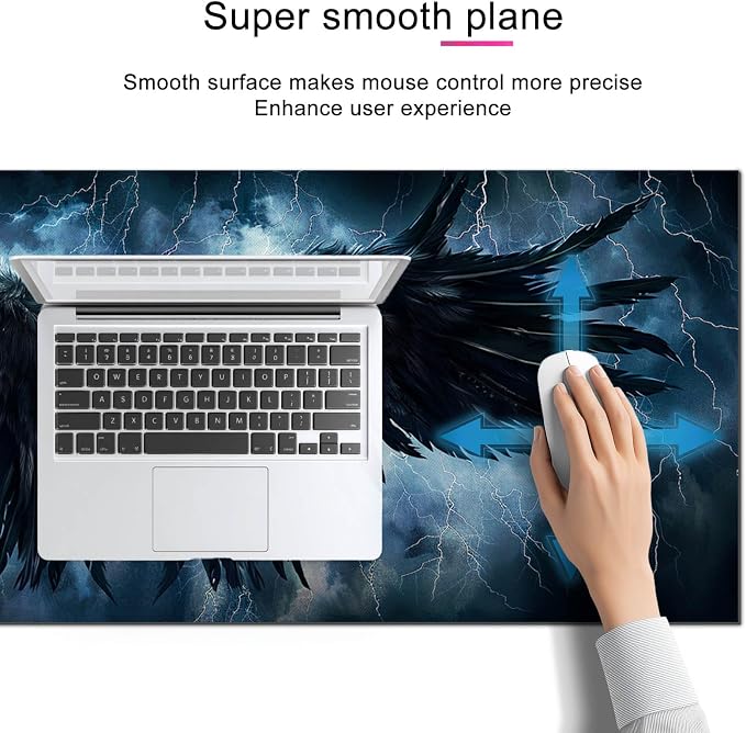 HOMETITUTE XL Mousepad 31.5 x 11.8 Inch Black Wing Thunder Large Gaming Desk Mat Extended Computer Pad Keyboard Mat Waterproof Non Slip Surface Mouse Pads for Desktop Office Accessories