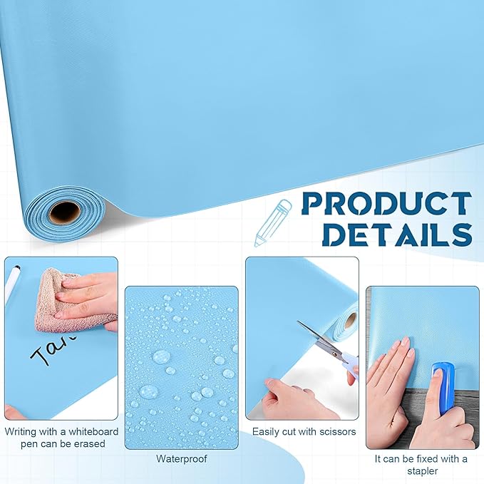 Hahafelt 16 in x 40 Ft Fabric Bulletin Board Roll Classroom Non Woven Fabric Background Decorations Waterproof Wrinkle Resistant Bulletin Board for Back to School Wall Decor(Light Blue,Pure)