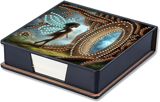 Elf Diamonds Painting Kit Note Box,Girl Memo Paper Storage Box Diamond Art,Sticky Note Holder Diamond Art,Diamond Painting Memo Pad For Office Desk. (Elf)