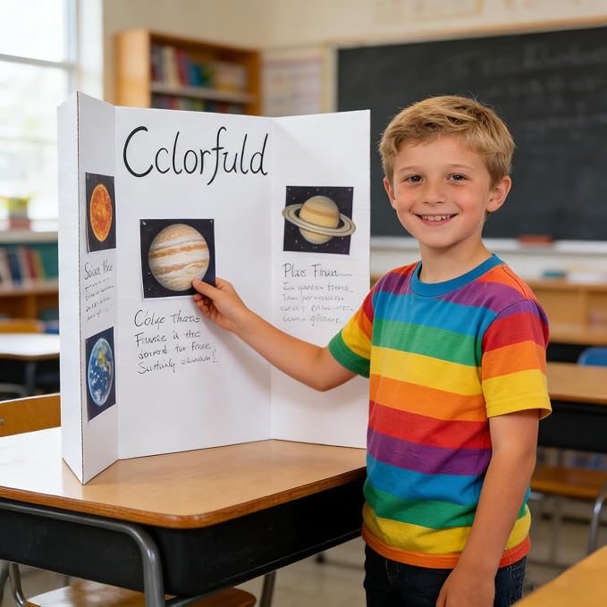 4Pack Trifold Display Board (24" x16"), White Corrugated Poster Board for School Projects, Science Fairs, Presentations