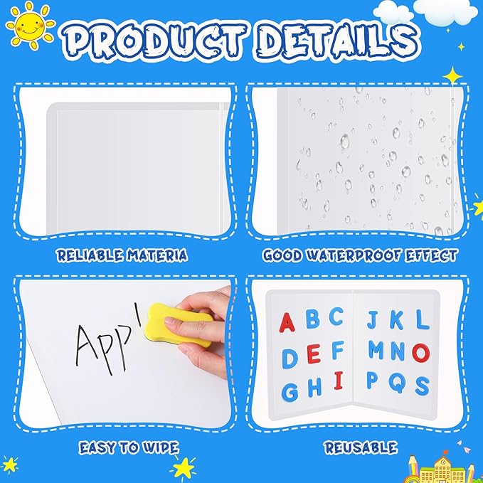 Motipuns 6 Pcs Folding Magnetic Dry Erase Activity Boards Foldable Magnetic Board Dry Erase Learning Project Scrum Folding Whiteboard for Students School Classroom