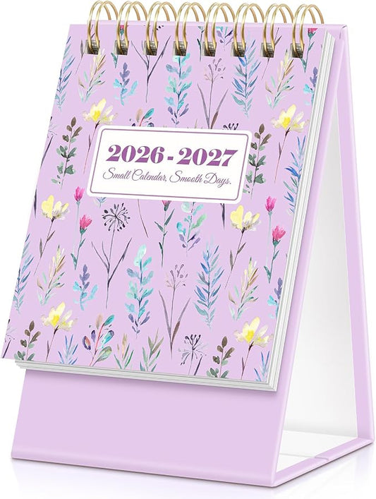 KONVINIT Small Desk Calendar 2026-2027, Purple 2026 Desk Calendar - Runs From July 2026 Until December 2027, 18 Months Mini Desktop Calendar 2026 for School, Home & Office Supplies