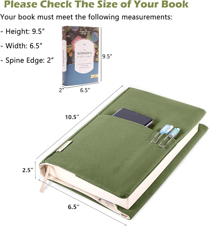 Canvas Book Covers, Washable Book Protector, Book Cover for Paperback Novels, Adjustable Book Cover for Hardcover with Pockets for Pen, Soft Cover Books, Book Lovers Gifts