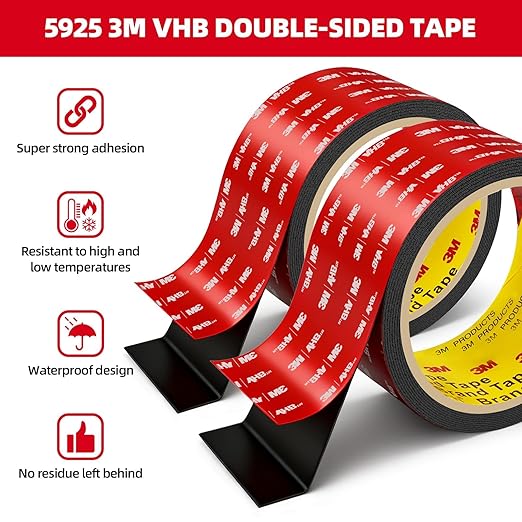 3M Double Sided Tape Heavy Duty 2in x 10ft, Heavy Duty Removable Mounting Tape, Adhesive Strips Double Sided Mounting Tape, Strong Foam Tape for Walls Picture Hanging Poster, Car, LED Strip Light