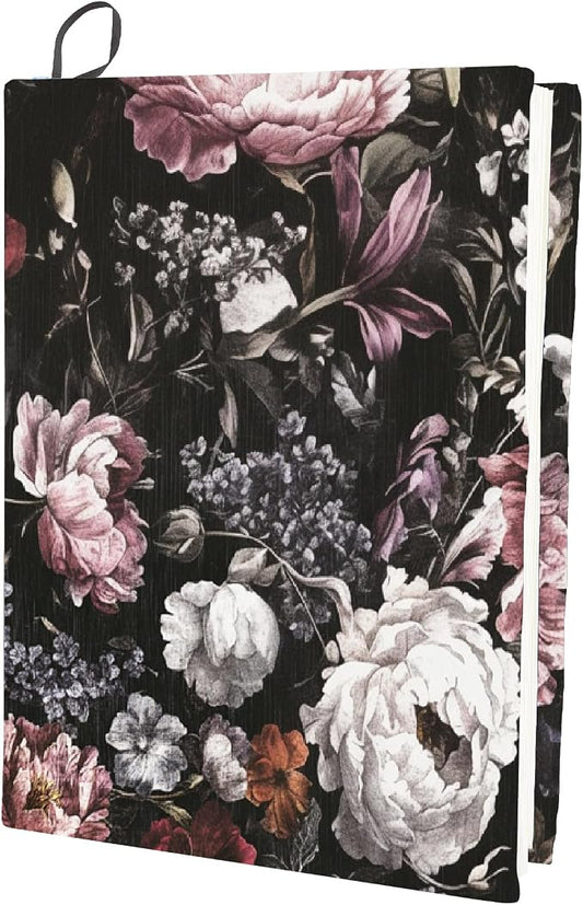 CRASPIRE Flower Book Cover Vintage Dark Floral Pattern Retro Elastic Book Sleeve Adjustable Reusable Washable Cloth Notebook Protector for Paperback Hardcover Bible Readers Gifts