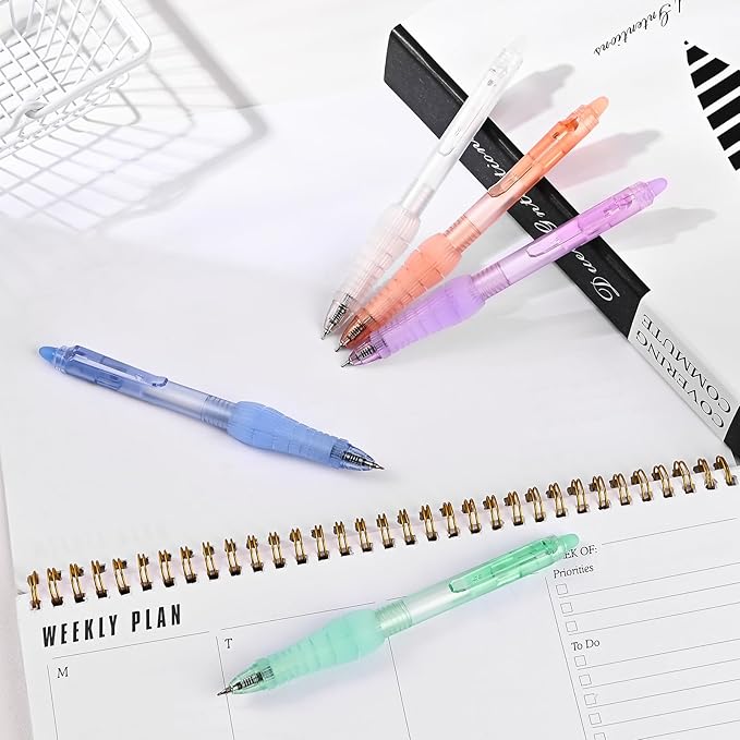 BAYTORY 5 Pcs Erasable Gel Pens, Fine Point 0.5mm Black Ink Erasable Pen with 10 Refills, Comfort Grip Writing Pens with Erasers, for Office School & Home Supplies (Black Ink)