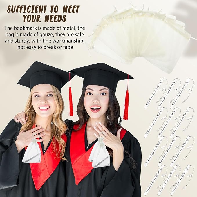 Outus 12 Set Appreciation Gifts for Women Men Bookmark with Chain and Gift Bags for Inspirational Teacher Coworker Valentine Graduation End of Year Retirement Leaving Gift (Thank You)