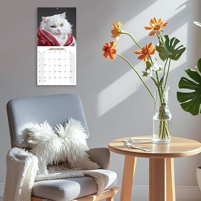 Wall Calendar 2026 Planner Calendar - Cat Memes Hangable Monthly Wall Calendar with Large Blocks for Organizing & Planning, Academic Schedule, Home, Office & family, Thick & Sturdy Paper (12"x24" Open)