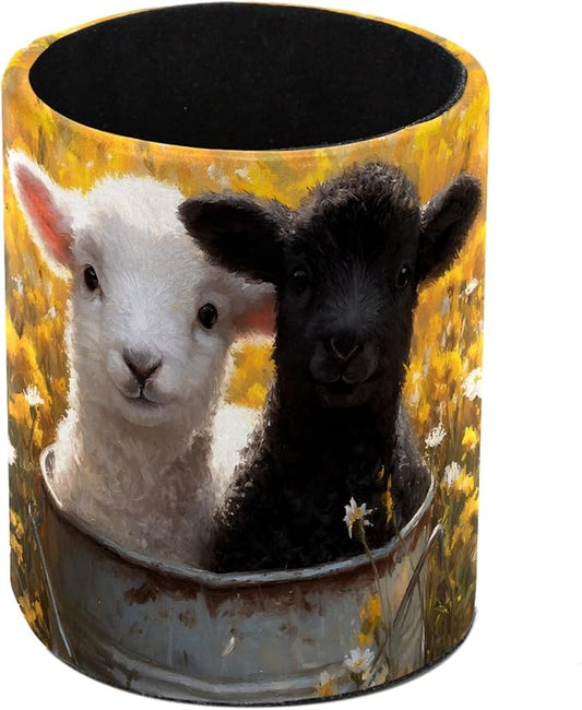 Cute Sheep Pen Holder Pencil Organizer for Desk, 3.1” x 3.1” x 3.9” Pencil Cup Office Supplies, Large Capacity Cute Pen and Makeup Brush Holder for Desktop, Home, School