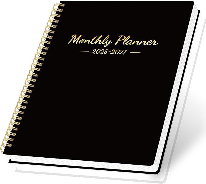 Monthly Planner 2026-2027, 18 Months Calendar Book from JAN 2026 - JUN 2027 with Habit Tracker, Goals,To -Do List, Summary & Monthly Review,Waterproof Cover Twin-Wire Binding 8.5" x 11", Black