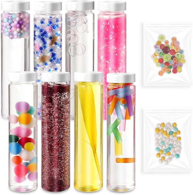 8PCS Sensory Bottle Kit for Toddlers, DIY Calming Bottles with Decorative Fillers, Calm Down Corner Supplies,Preschool & Kindergarten Classroom Must Haves