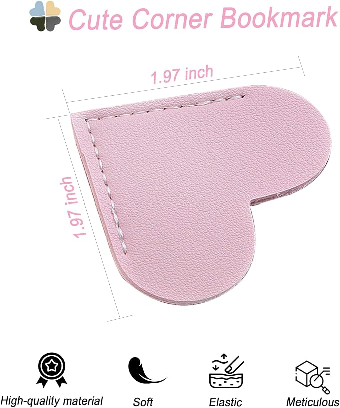 18 PCS Leather Bookmarks for Women with Heart Shape, Cute Corner Bookmark, Book Accessories for Reading Lovers, Book Markers for Women, Bookmarks for Book Lovers by HNQCPCVU (18PCS Heart)