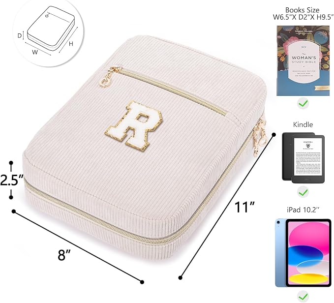 Bible Cover for Women, Initial Personalized Bible Gift - Bible Case for Men - Bible Holder - Bible Bag - Bible Carrier - Bible Carrying Case with Pockets for Bible Study Suppliers, Bible Accessories