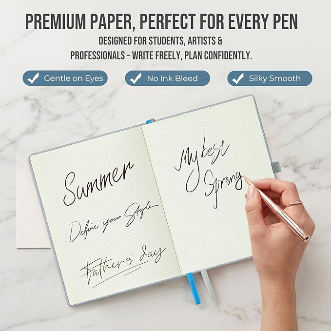 Planner 2026-2027 Weekly & Monthly Planner with Hourly Time Slots, 18 Month Academic Calendar July 2026 – Dec 2027, Vertical Layout, Monthly Tabs, Textured Fabric Hardcover, Pale Ice Blue