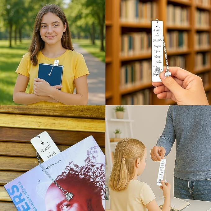 Funny Gifts for Women, Spicy Book Lover Bookmark for Her, Romantasy Reader Gifts for Friend, I Still Read Fairytales Book Marker for Book Club, Birthday Christmas Gifts