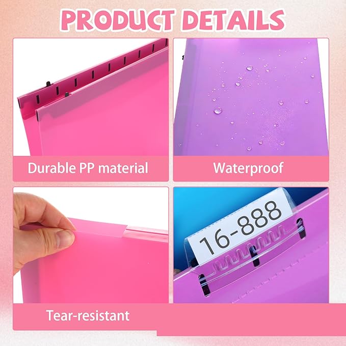 12 Pack Plastic Extra Capacity Hanging File Folders, Expanding Hanging File Folder Letter Size, File Cabinet Folders for Filing Cabinet Office Home, 6 Colors