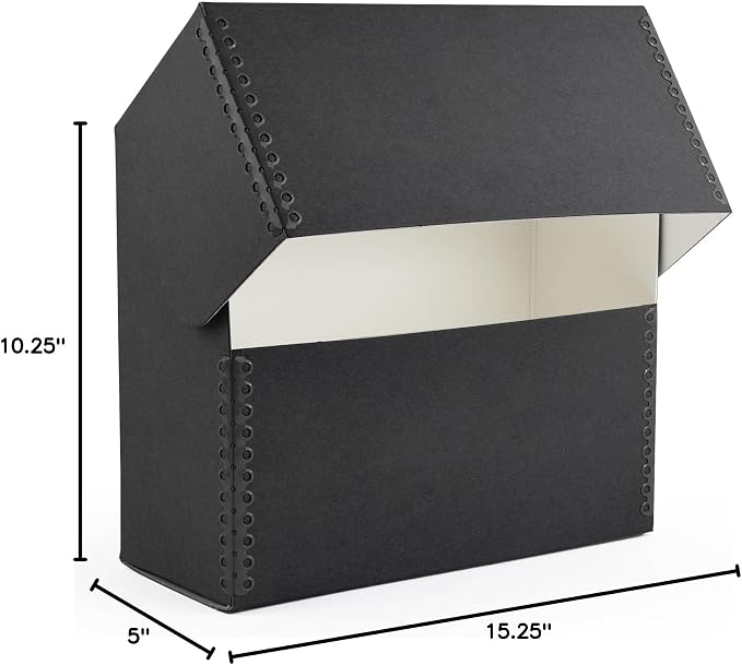 Lineco Archival Document Storage Box with Metal Edge, Acid-Free Black Boxboard, Organize and Store Files, Prints, Photos, Legal-Sized Case 15.5" x 10.5" x 5" Wide