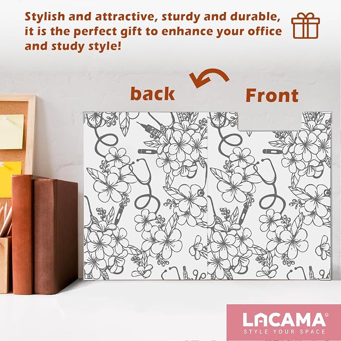 Lacama Nurse Clipboard Gifts for Women, Nurses Appreciation Gifts,Nurses Week Gifts, Nursing School Essentials Office Supplies, Flower Stethoscope Project Folders with Metal Clip, 12.4x9.25 in