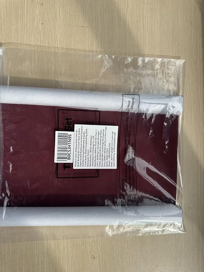 PerKoop Book Cloth for Book Binding 40 x 16 Inch Fabric Surface Paper Backed Bookcover Archival European Durable Strong Bookbinding Supplies Cover Books Album Scrapbooking (Dark Red,Suede Fabric)
