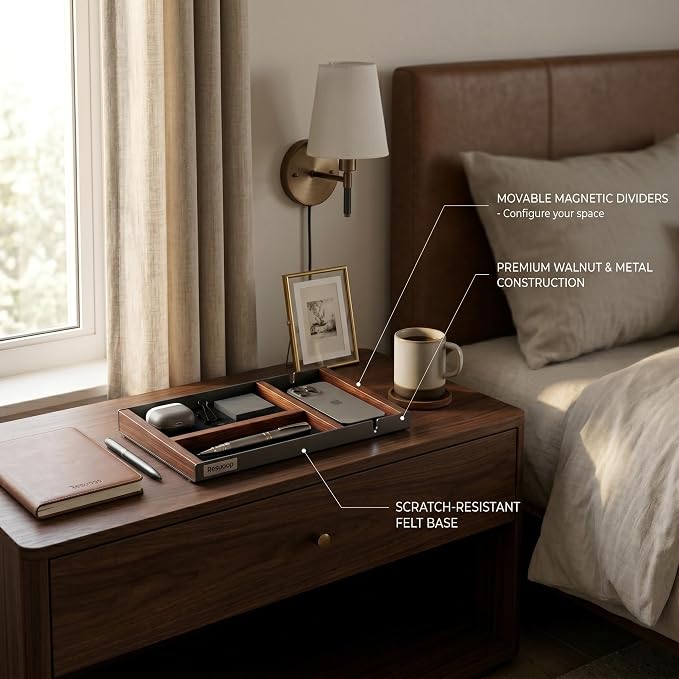 Magnetic Desk Organizer — Your Order Freely Defined — Modular EDC Valet Tray for Desk & Drawer — Premium Modern Catch-All Tray for Office Workspace Home Décor & Tech Storage