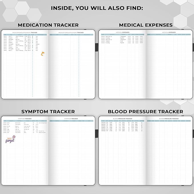Clever Fox Large Medical Planner 12-Month – Medical Notebook, Health Diary, Wellness Journal to Track Health – 12 Months, 7x10.5″ (Black)