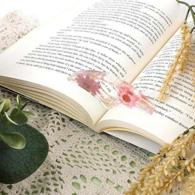 2PCS Book Page Holder,Dried Flower Resin Page Holders for Reading,Page Holder,Gifts for Book Lovers,Book Accessories Book Lover,Thumb Book Page Holder,Book Page Holders for Reading,Gifts for Readers