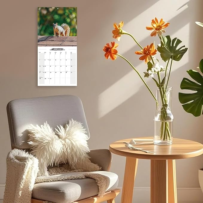 2026 Wall Calendar Squirrel Planner Calendar, Hangable Monthly Wall Calendar with Large Blocks for Organizing & Planning, Academic Schedule, Home, Office & family, Thick & Sturdy Paper (12"x24" Open)