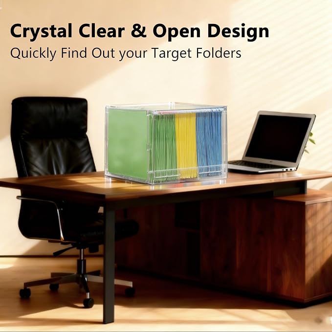 MUKAI Hanging File Organizer, File Box,Portable Storage Bins with Lids,Letter-size File Holder File Cabinet for Office/Home/Decor No Folders