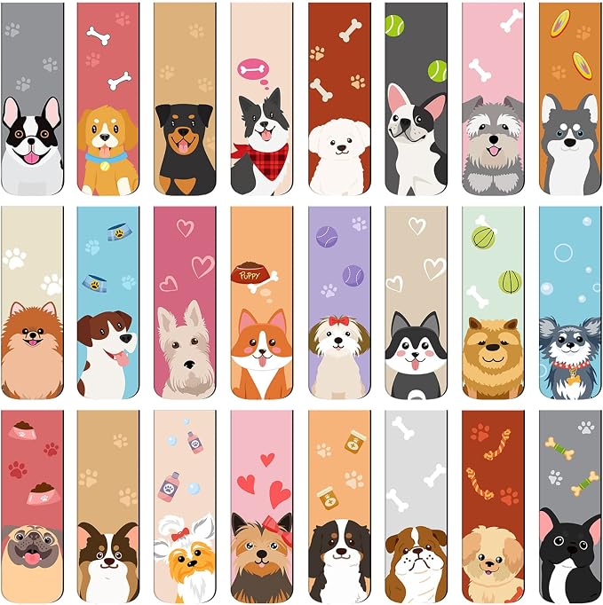 Nezyo 48 Pcs Magnetic Bookmarks Cute Dogs Cats Magnet Page Markers Puppy Magnetic Page Clips Bookmarks Pet Magnet Book Markers for Reading Party Supplies(Dog)