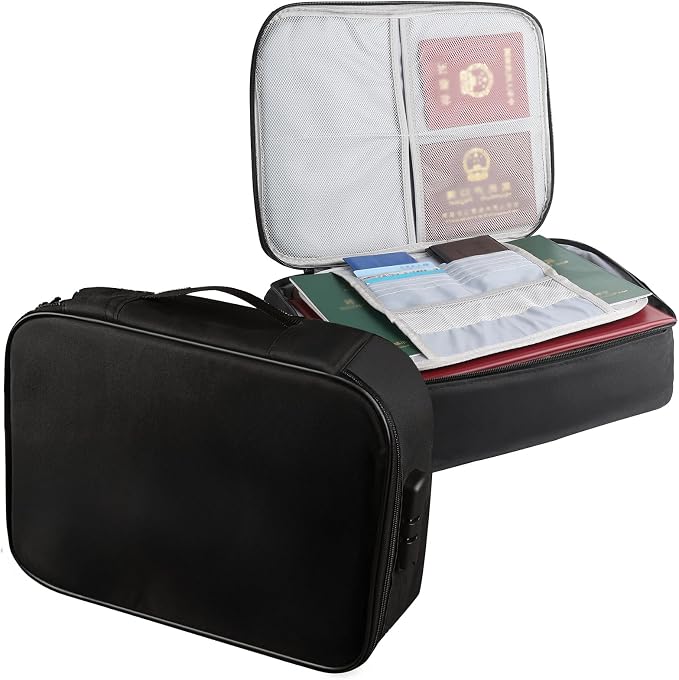 GuliPostan Large Capacity Multifunctional Lockable Document Bag with Lock, 2-Layer Waterproof Organizer for Home and Travel Use, Ideal for Families, Travelers, and Office Professionals