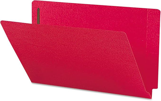 Smead End Tab Fastener File Folder, Shelf-Master® Reinforced Straight-Cut Tab, 2 Fasteners, Legal Size, Red, 50 per Box (28740)