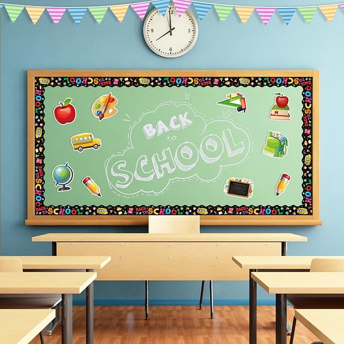 84 Pieces Back to School Classroom Bulletin Board Decoration Set with First Day of School Cutouts Borders for Back to School Party Favor Supplies