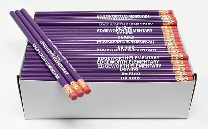 Pencil Guy Promotional Personalized Imprinted Purple Round Pencils.-1000 per box