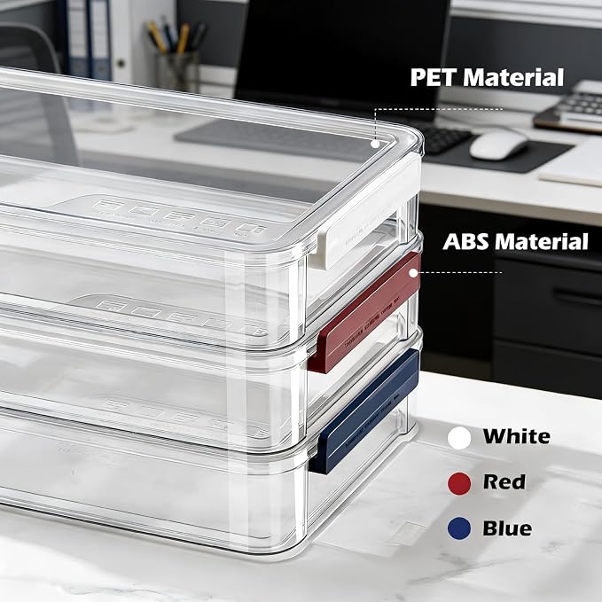 2 Pcs Plastic Storage Bins - Scrapbook Paper Organizer & Craft Storage Organizer, Plastic File Box for A4 Paper, Files, Stationery - Stackable Storage Boxes for Home/Office/School
