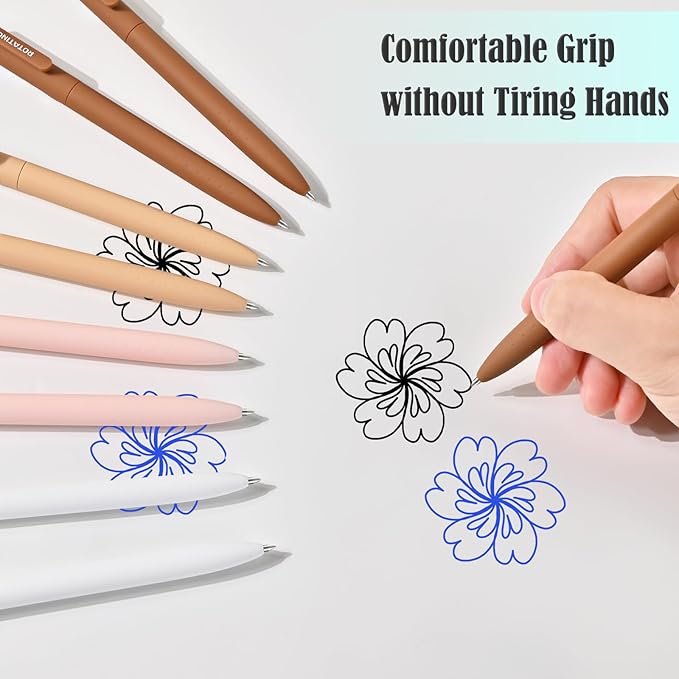 BAYTORY 8Pcs Rotatable Erasable Gel Pens, 0.5 mm Fine Point Smooth Writing Cute Eraser Pen, Quick Drying 4 Blue & 4 Black Ink for Note Taking Journaling Supplies (Pink)