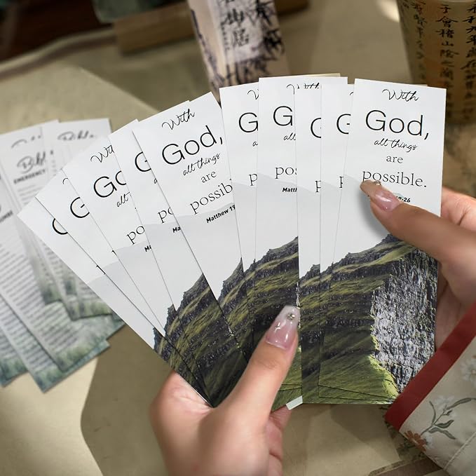 VANRA 20 Pack Books of The Bible Bookmark + 20 Pack Bible Emergency Numbers Christian Bookmarks Bulk Large Print Book Markers for Reading Religious Church Gifts for Prayers Women Men