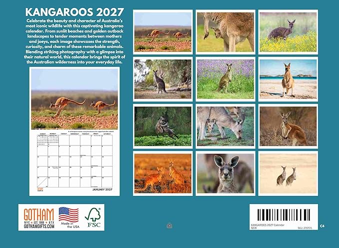Kangaroo Calendar 2027 Monthly Wall Calender 12 Month