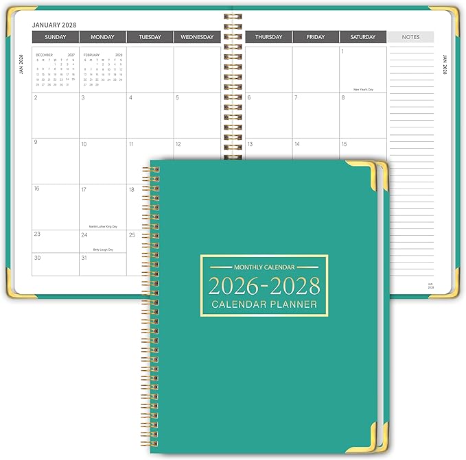 Monthly Planner 2026-2028, 2026-2028 Calendar 36 Months, 8.5" x 11", Jan 2026- Dec 2028,Metal corner protectors with Spiral Bound, 3 Years Academic Planner Perfect for School & Office for Women & Men